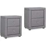Homestyle4u Nachttisch 2er Set Nachtschrank Grau Stoff