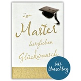 bsb Karte zum Master Abschluss - Bestandene Prüfung Karte mit Master-Hut Motiv - Geschenke zum Masterabschluss mit Umschlag - Glückwunschkarte - Geschenk zum Zeugnis in 11,5 x 17,0 cm