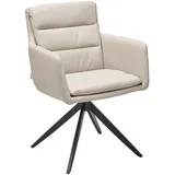 Livetastic Armlehnstuhl Echtleder, Beige, Metall, Leder, Echtleder, Büffelleder, A-Form, 60x88x62.5 cm, Esszimmer, Stühle, Esszimmerstühle, Armlehnenstühle