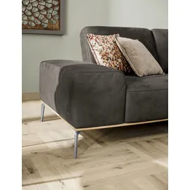 W.Schillig Ecksofa »run, Designsofa mit tollem Sitzkomfort, L-Form« mit elegantem Holzsockel, Füße in Chrom glänzend, Breite 279 cm grau