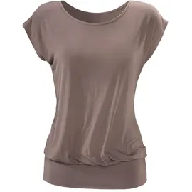 LASCANA Longshirt "mit breitem Bund", Damen, Gr. 32/34, grau (taupe, schwarz), Obermaterial: 95% Viskose (LENZINGTM ECOVEROTM), 5% Elasthan, unifarben, bequem lang, Rundhals, Shirts Longshirt, aus weichem Viskose-Stretch, Topseller
