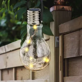 GLOBO Solarleuchte Edelstahl Glas Dämmerungssensor spritzwassergeschützt silber