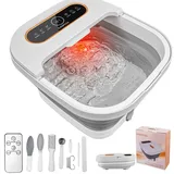 UNIFULL Fußbad mit Wärme, Touchscreen, Massagerollen, Blase, Pediküre-Set, Temperaturkontrolle, Fuß-Pediküre, Fußspa
