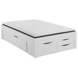 RELITA Stauraumbett Noah 140 x 200 cm, ohne Lattenrost mit 5 Bettschubladen, Ausf. Weiß Dekor