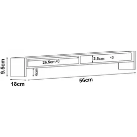 [en.casa] Monitorständer Hallstahammar 56x18x9,5 cm Bambus, 2 Schubladen, 56x9.5x18 Arbeitszimmer, Schreibtische