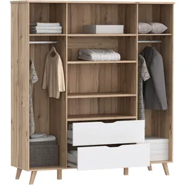 Forte Drehtürenschrank Vankka 184,1 x 201,5 x 52,7 cm Beige