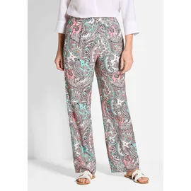 GOLDNER Stoffhose "Kurzgröße Lange Viskose Schlupfhose mit Paisley-Print und weitem Bein", Damen, Gr. 25, K-Gr, rosa (rosé, gemustert), Obermaterial: 100% Viskose CV., weit, Hosen Stoffhose, Stecktaschen
