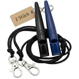 ACME Hundepfeife No. 210,5 mit Pfeifenband | Im Doppelpack | 2 Pfeifen inklusive 2 Bänder | Ideal für den Rückruf - Laut und weitreichend (Black + Baltic Blue)