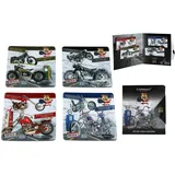 CARMANI - Quadratisches Kork-Pad Set mit 4 Stück Kork-Matte/Untersetzer verziert mit Route66 Collection Motorräder und Autos