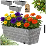 CASARIA Polyrattan Blumenkasten 4er-Set