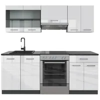 Vicco Küchenzeile R-Line 200 cm weiß hochglanz/anthrazit