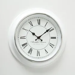 Wanduhr Analog Kunststoff weiß Retro Look römische Ziffern Ø 40 cm