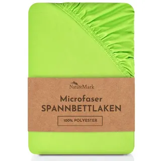 NatureMark Spannbettlaken Mikrofaser Spannbetttuch, Polyester, Gummizug: rundum, viele Größen und Farben Markenware, 120x200 cm, Apfel grün grün 120 cm x 200 cm