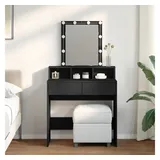 vidaXL Schminktisch mit LED-Beleuchtung Schwarz 80x41x144,5 cm