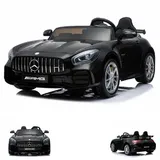 ES-Toys Kinder Elektroauto Mercedes GT R AMG, Zweisitzer, EVA-Reifen, 2x 35W schwarz