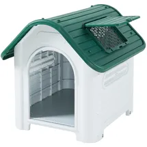 [en.casa] Hundehütte Bello 87x72x75 cm Weiß/Grün [en.casa]