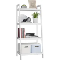 LuxusKollektion Leiterregal Bambusleiter Bücherregal Aufbewahrungsregal Weiß 4 Ablagen (99cm H) weiß