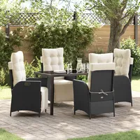 VidaXL 5-teiliges Garten-Ess-Set aus schwarzem Poly-Rattan