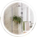 kleankin Badezimmerspiegel, Silber, Glas, 3x60x60 cm Leuchtspiegel mit Touch-Funktion, Memory-Funktion Beschlagfreier Lichtspiegel Weiß