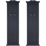 Mendler 2er-Set Garderobe T33, Wandgarderobe Garderobenpaneel, Wandhaken Holz 109x28x4cm dunkelgrau lackiert