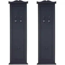 Mendler 2er-Set Garderobe T33, Wandgarderobe Garderobenpaneel, Wandhaken Holz 109x28x4cm dunkelgrau lackiert