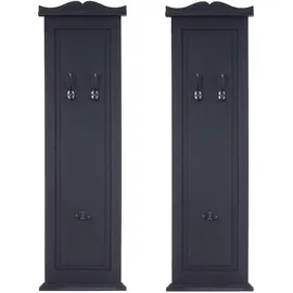 Mendler 2er-Set Garderobe T33, Wandgarderobe Garderobenpaneel, Wandhaken Holz 109x28x4cm dunkelgrau lackiert