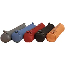 Clairefontaine 8x Age Bag, kleines Schlampermäppchen aus Leder, rund 18,5xØ4 cm - Sortiert 77011C