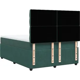 vidaXL Boxspringbett mit Matratze Dunkelgrün 140x200 cm Samt