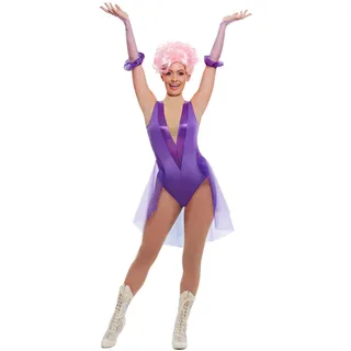 Smiffys Trapezkünstler-Kostüm, Lila, mit Bodysuit & Handschuhen
