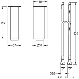 KWC Sockel F5 für Elek.-Standarmaturen Höhe 140 mm Silber 2030040334