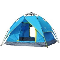 Campingzelt Sekundenzelt Pop Up Zelt Strandzelt Automatisch 3-4 Personen (Blau+Gelb)