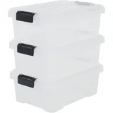 Iris Ohyama Iris Ohyama, 3er-Set, Aufbewahrungsbox, DIY, 12.5 L, mit Clips, stapelbar, Garage - Power Box SK-130 - Transparent