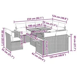 vidaXL Garten-Sofagarnitur 9-tlg. grau Akazie