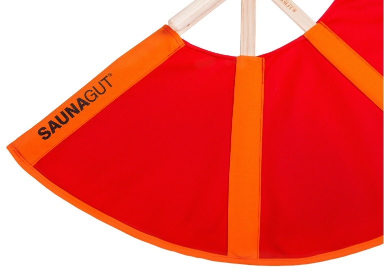SAUNAGUT® Aufgussfächer Esche KLEIN, Farbe: orange+rot