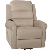 Mendler Fernsehsessel HWC-K63, Relaxsessel, Liegefunktion Aufstehhilfe Massage Heizfunktion, Stoff 220g/m2 Chenille - creme