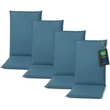 Pillows24 - Hochlehner Auflagen 4er Set - 120x50cm – 8cm Dick - Premium-Material 200gsm, UV- & Wasserabweisend | Sitzauflagen Hochlehner | Gartenstuhlauflagen für Gartenmöbel | Türkis