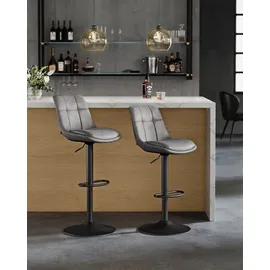 VASAGLE Barhocker 2er Set, mit Fußstütze, taubengrau