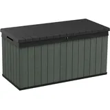 Keter Darwin Outdoor Aufbewahrungsbox 511L – Holzoptik, wetterbeständig, UV-geschützt, Grün - BxTxH: 142,5x65,3x71,2cm