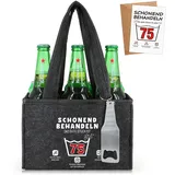 WenmthG Schonend Behandeln 75 Lustige Geschenke Geburtstag Männerhandtasche Bier mit Flaschenöffner und Grußkarten für Männer Frauen Freund, Männerhandtasche Bier Flaschenträger für 6 Bierflaschen