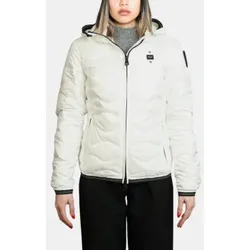 Blauer für Damen. 25SBLDC03006 Weiße Kamelien-Kapuzenjacke mit Kapuze (L), Lässig, Polyester