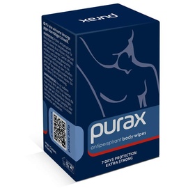 Purax Antitranspirant Body Wipes - 7 days protection, extra strong, 10 pack, blau