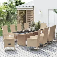 vidaXL Garten-Essgruppe 11-tlg. Beige