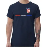 Shirtracer T-Shirt Kroatisches Trikot Wappen, Hrvatska mit Stolz, Hrvatska-Fans 2026 Fussball WM Fanartikel blau S