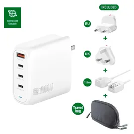 4smarts Ladegerät GaN Flex Pro 100W 3 USB-C+1 USB-A, Travel Edition