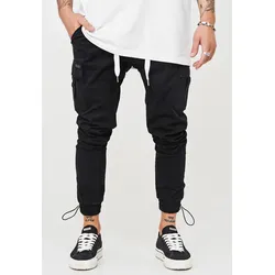 Cargohose BEHYPE "YONAH", Herren, Gr. 29, Länge 32, schwarz, 97% Baumwolle, 3% Elasthan, casual, Hosen, mit elastischem Bund
