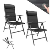 garmio Gartenstuhl Florenz 7-fach verstellbar 2er Set  schwarz  inkl. Nackenkissen