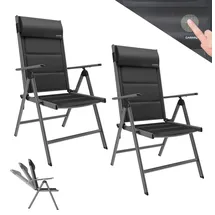 garmio Gartenstuhl Florenz 7-fach verstellbar 2er Set  schwarz  inkl. Nackenkissen