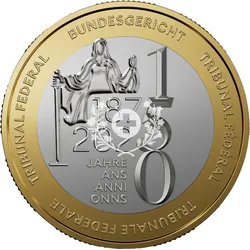 Schweiz 2025: 10 Franken Bimetall-Sondermünze "150 Jahre Bundesgericht"