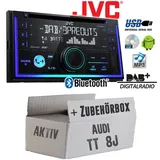 Autoradio Radio JVC KW-DB93BT - 2-DIn DAB+ Bluetooth MP3 USB - Einbauzubehör  - Einbauset passend für Audi TT 8J Aktiv - justSOUND