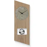 Natuhr Pendeluhr Waxenstein - Eiche unbehandelt Heller Schiefer Zifferblatt Pendel aus Messing (Funk-Pendeluhrwerk)